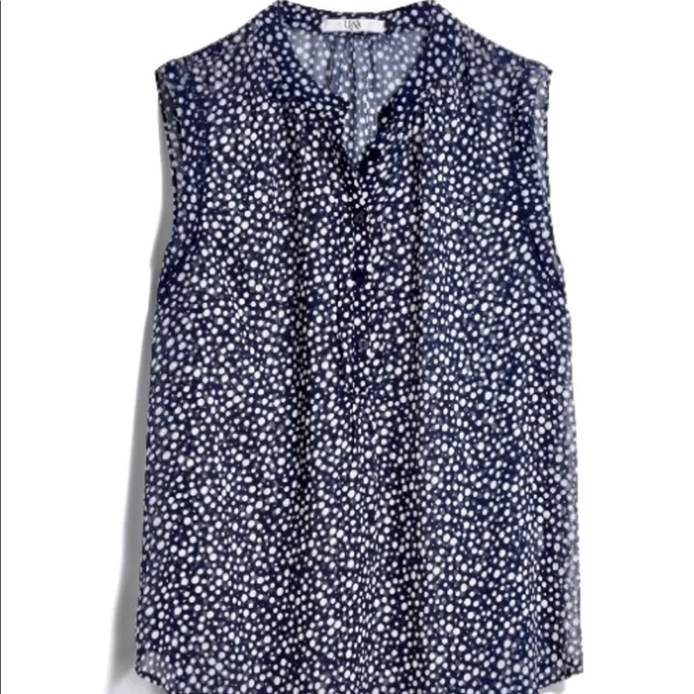 Q & A Polka Yesmen Henley Polka Dot Blouse NWOT